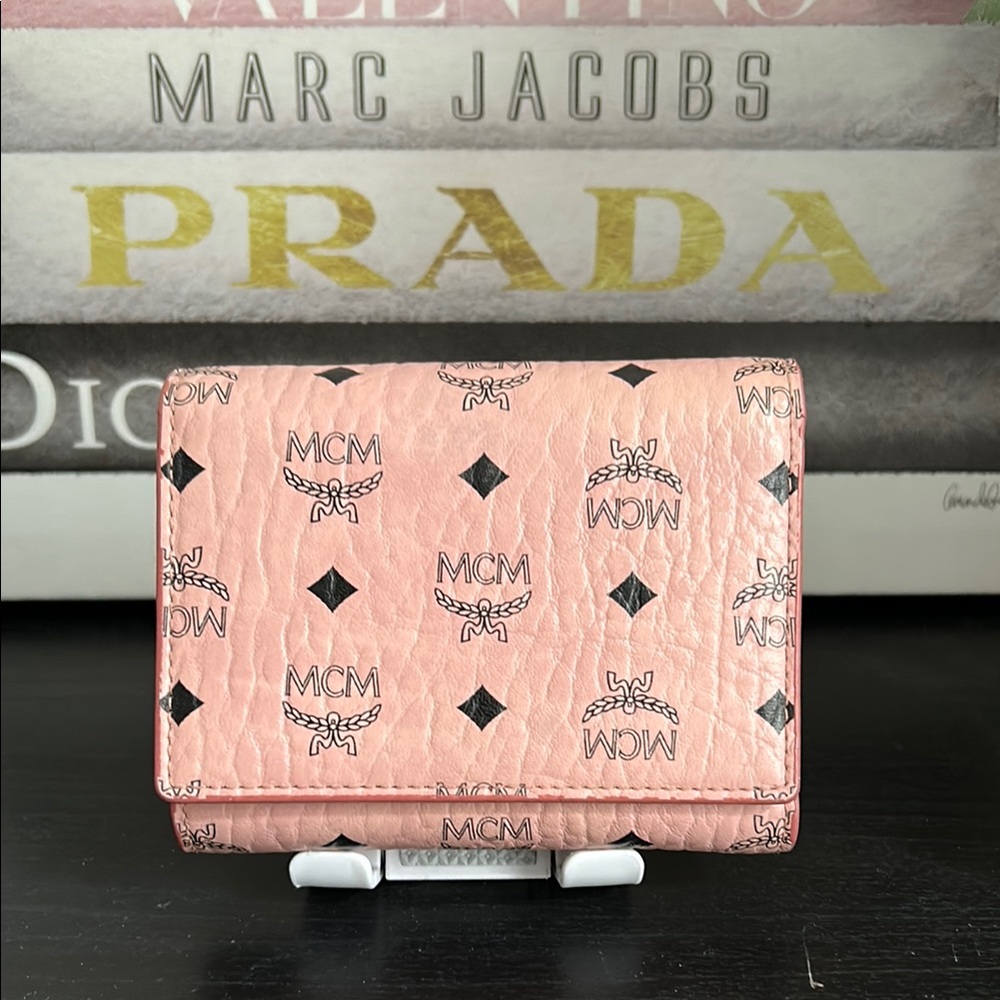 MCM Pink Leather Wallet Monogram
